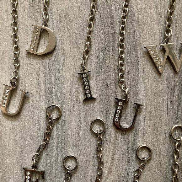 NWT Silver-colored (K), rhinestone studded initial Bag Charm - Picture 5 of 5